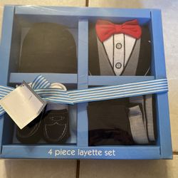 First impression baby boy gift set tuxedo shirt pants hat and socks new