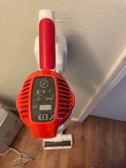 Red and White Cordless Stick Vacuum