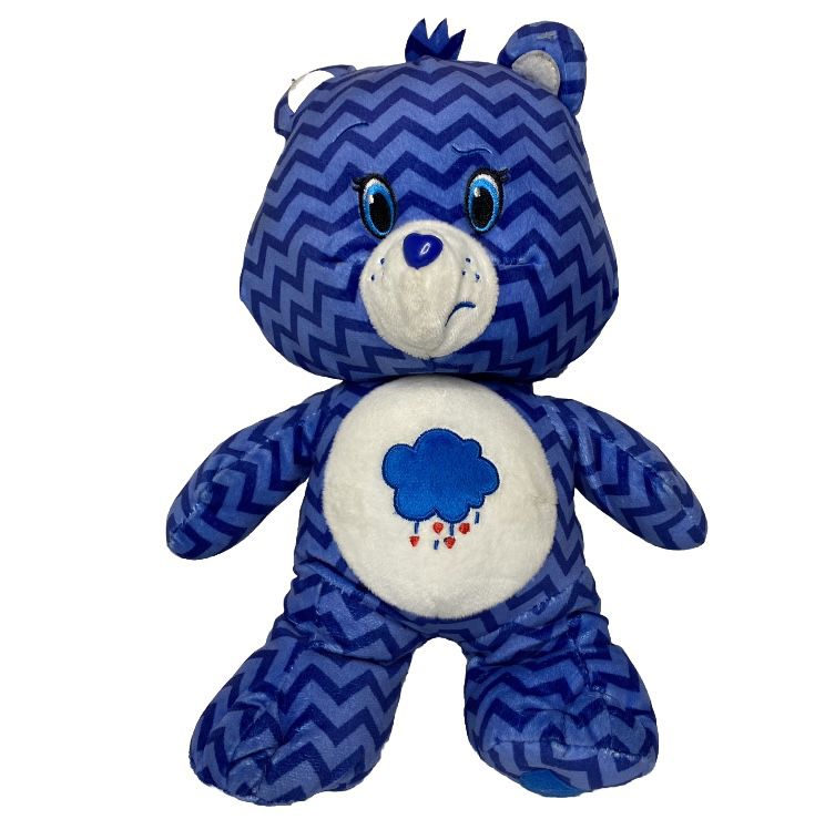 Care Bears Grumpy Plush 9” Blue Chevron Striped Teddy Bear 2017