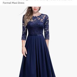 Miusol Women's Plus Size Elegant V Neck Ruffle Floral Lace Bridesmaid Maxi Dress
