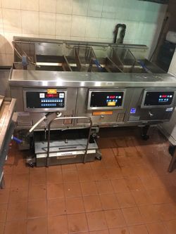 3 compartment deep fryer with gas computerized