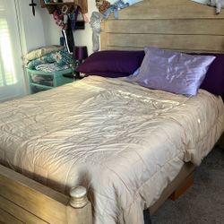 Queen Size Bed Plus Memory Foam Mattress For Sale . $200 Or Best Offer.