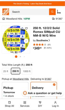 Southwire Romex SIMpull 12/2 NM-B Wire 250 ft