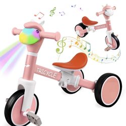 Toddler Balance Bike with Light & Music, Tricycle for Toddlers 1-5 Year 