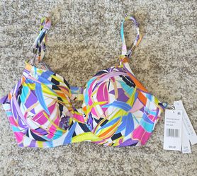 NWT Bleu by Rod Beattie Underwire Fantasy Island Swim Top Bra Bikini 34DD