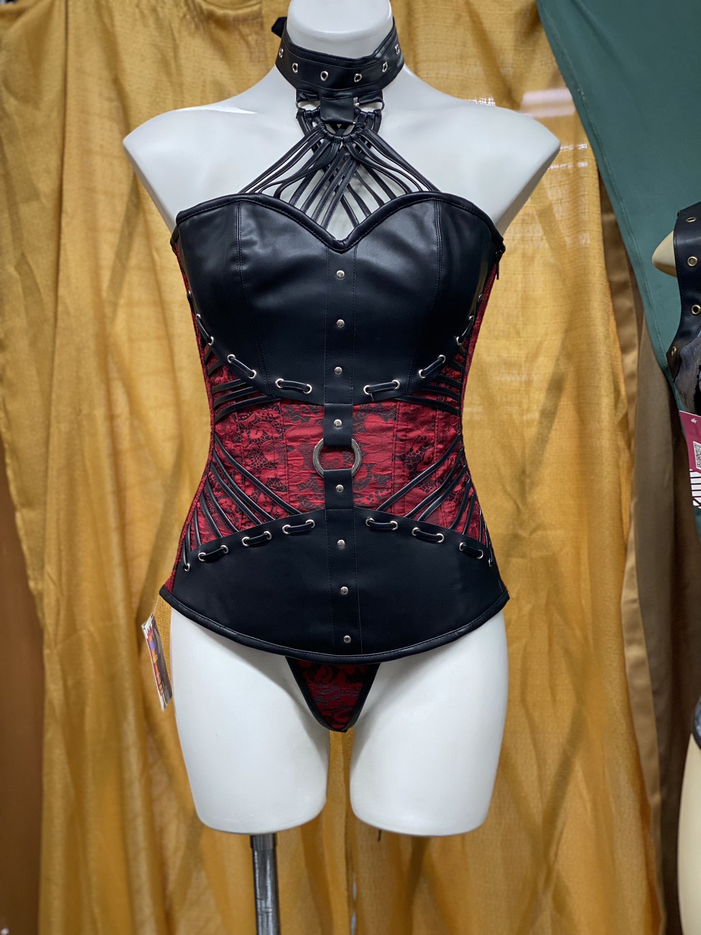 Red Steampunk Corset Available In Plus Sizes 