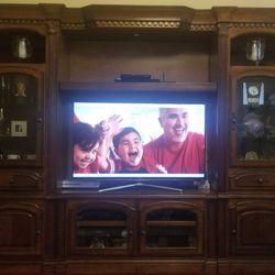 Ornate Real Wood TV Stand Brown