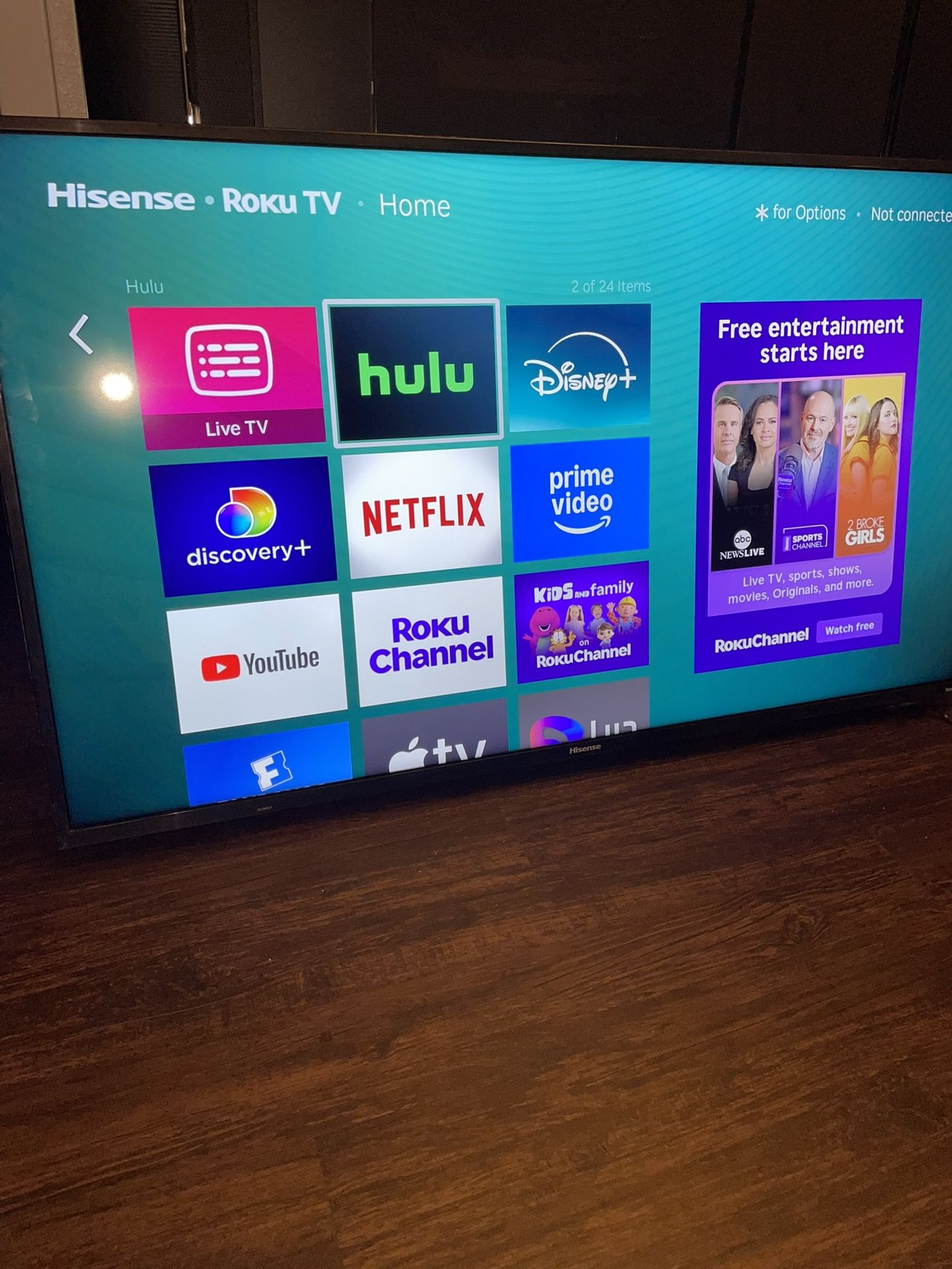 50”Hisense ROKU 4K 2160p UHD Smart Tv HDR