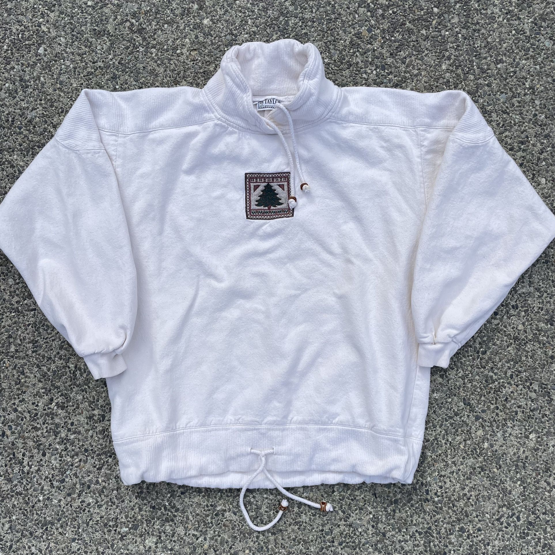 White Pullover Woven Sweatshirt