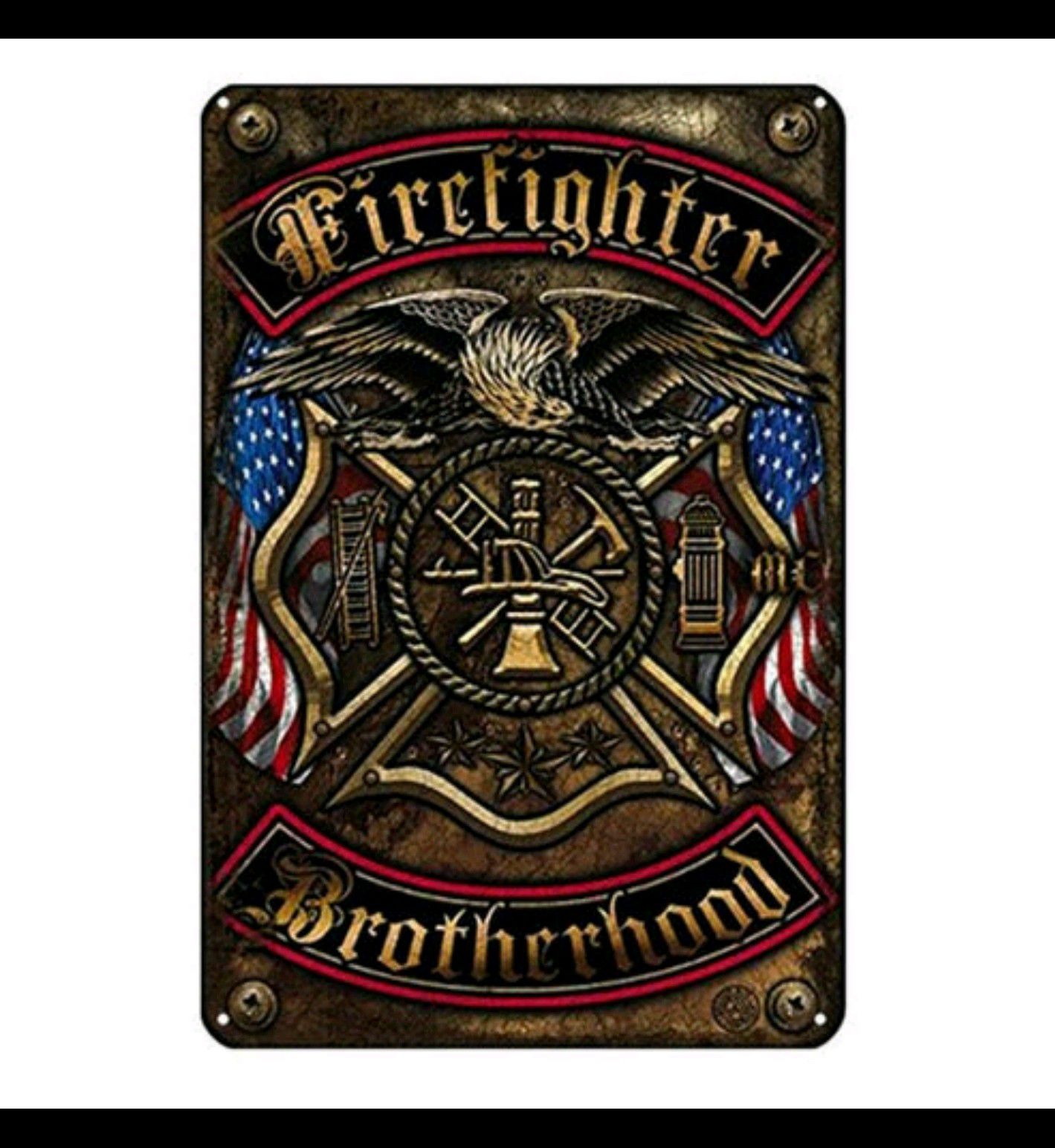 Firefighter wall tin sign