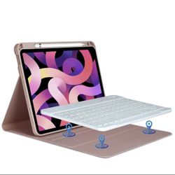 iPad Air 5th Generation Case Keyboard Backlit With Pencil Holder Bluetooth. Rose Gold