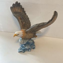 Ceramic eagle statue figurine 9 1/2 inches tall