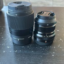 Fuji x Lenses 23mm F/2 Sigma 30mm F/1.4