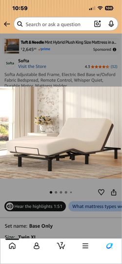 Twin adjustable bed frame Twin adjustable bed frame