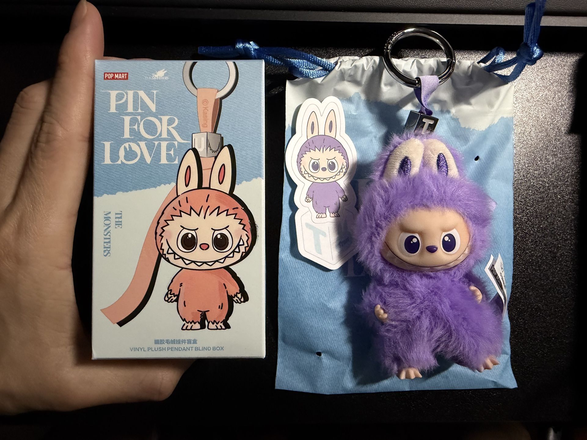 Pop Mart Labubu The Monsters Pin for Love Series "T" Vinyl Plush Pendant