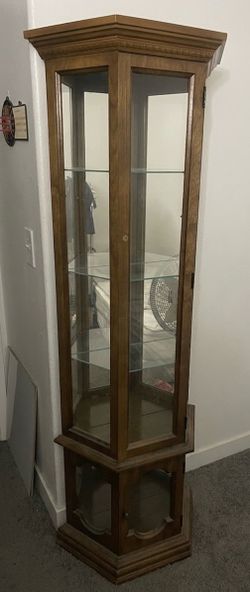 Vintage Wood and Glass Curio Cabinet