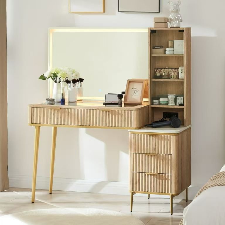 Makeup Vanity Table with Lights and Mirror