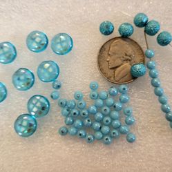 Blue Glass Bead Lot Jewelry Craft Beading