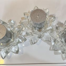 Glass Candle Holder With New Full Size Candle 