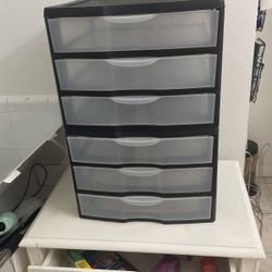 Two 3-Drawer Plastic Storage Containers
