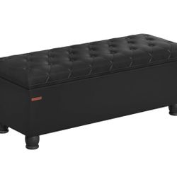 Storage Ottoman, Storage Bench, Tufted Entryway Bedroom Bench, 17.7 x 46.5 x 17.7 Inches, Hinges Easy Lid Operation, Wooden Legs, Syntheti