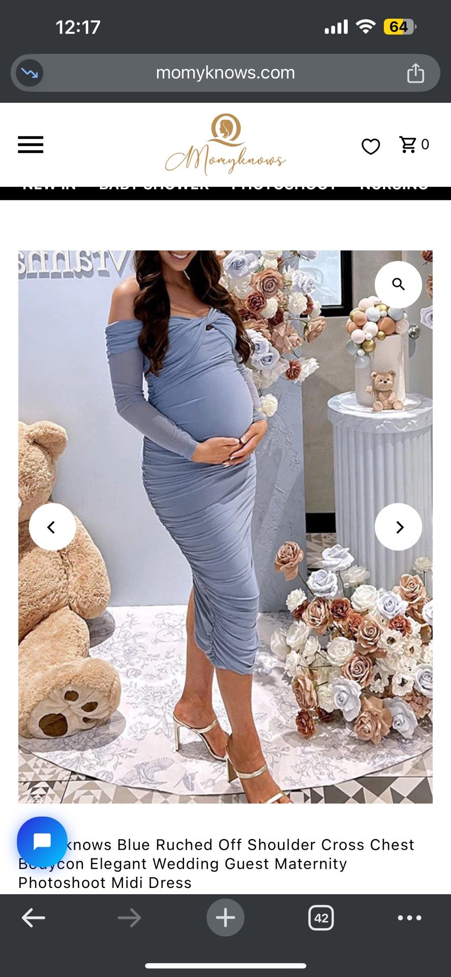 Mommy Knows Blue Rush Off Shoulder Dress