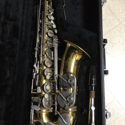Saxophone and case