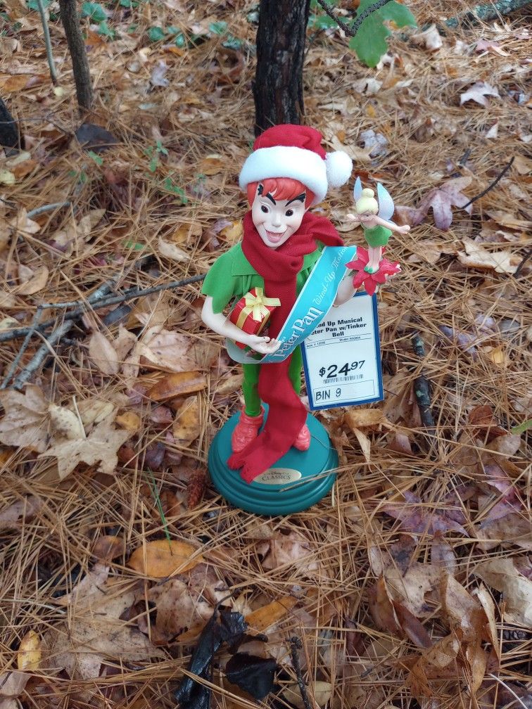 Vintage Peter Pan And Tinkerbell Windup Christmas Doll