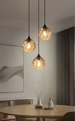 Emliviar 3-Light Amber Hammered Glass Pendant Light