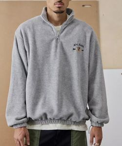 BDG Urban Outfitters Mens 1/4 Zip Fleece Grey Gray Marl Crest Pullover Mens Sz L