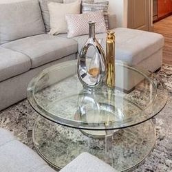 Matching Set of 2 Circular Side Tables – Double Tier