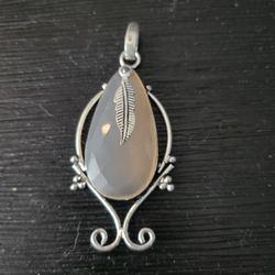 Sterling Silver 925 Pink Chalcedny Pendant