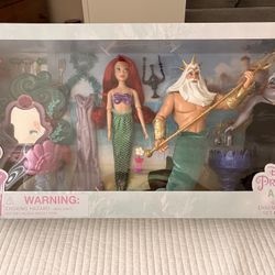 Disney Princess Ariel Gift Set King Triton Ursula Dolls Disney Parks New