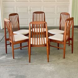 Restored Mid Century Teak Dining Chairs By Benny Linden 