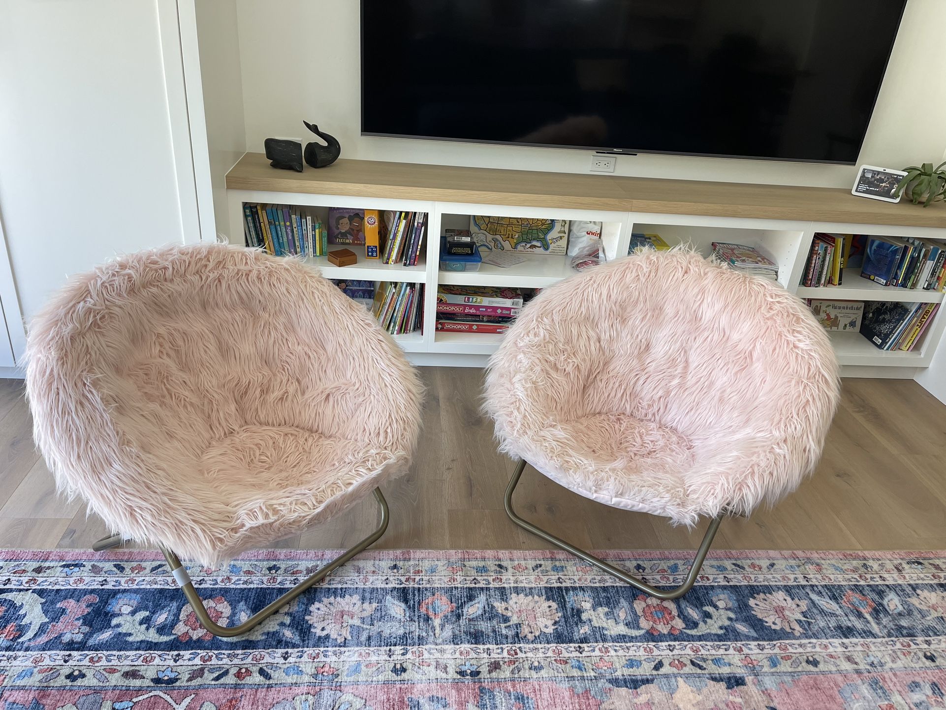 Faux fur Pottery, Barn Hang Around Chairs $120 Each