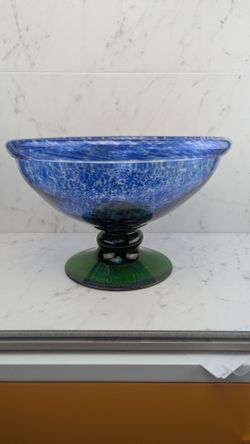 Boho Blown Glass Bowl: Blue/Green