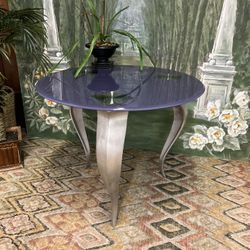 Modern Lavender Glass Top Side End Table (Delivery Service Available)