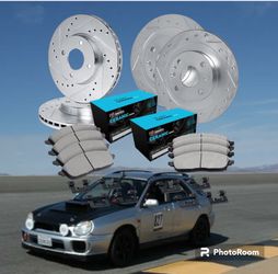 Brake Rotors  And Pad Set - R1 Cross Drilled And Slotted Rotors