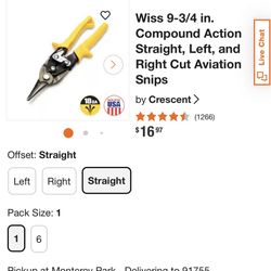 Wiss 9-3/4 in. Compound Action Straight, Left, and Right Cut Aviation Snips