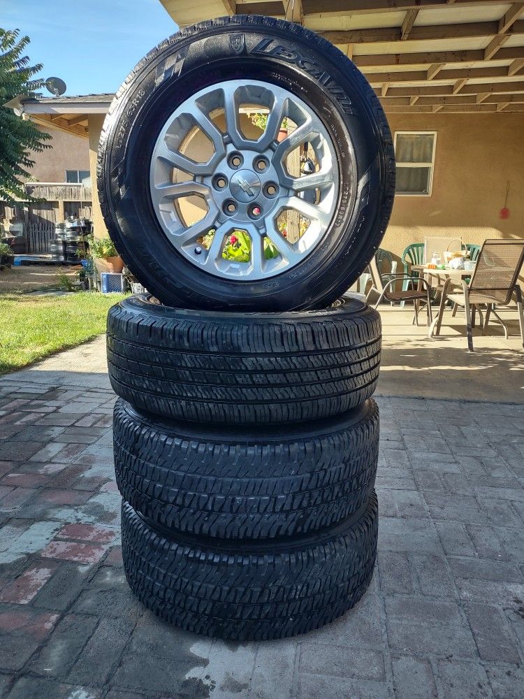 Set Rims and tires Chevy Silverado, Tahoe 18/6 lugs. for Sale in Modesto, CA OfferUp