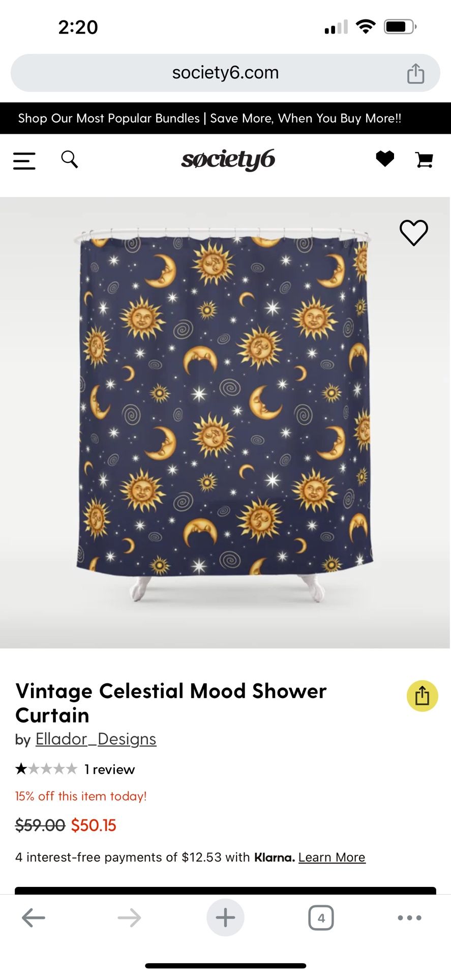 Celestial Mood Shower cloth Shower Curtain & Rug $10