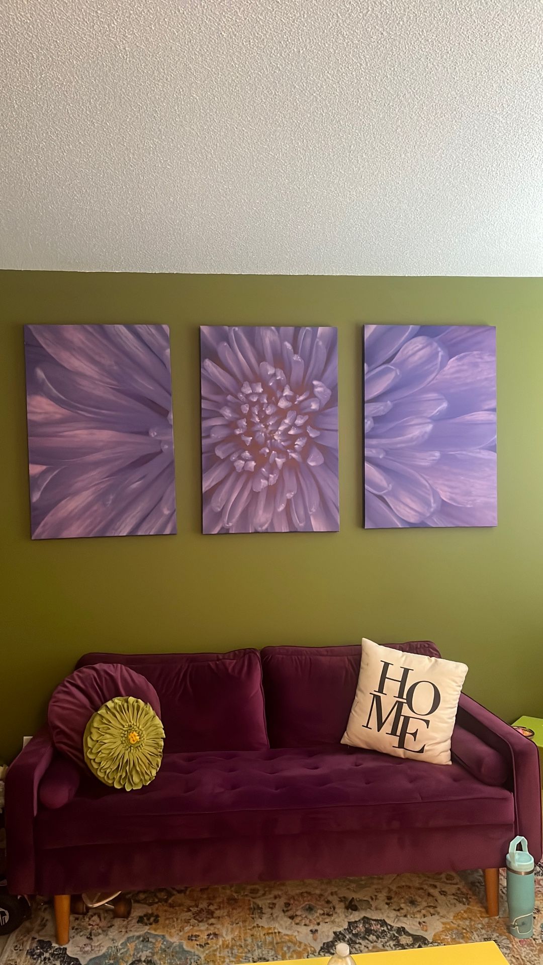 Set of 3 Canvas Wall Art – Purple Flower