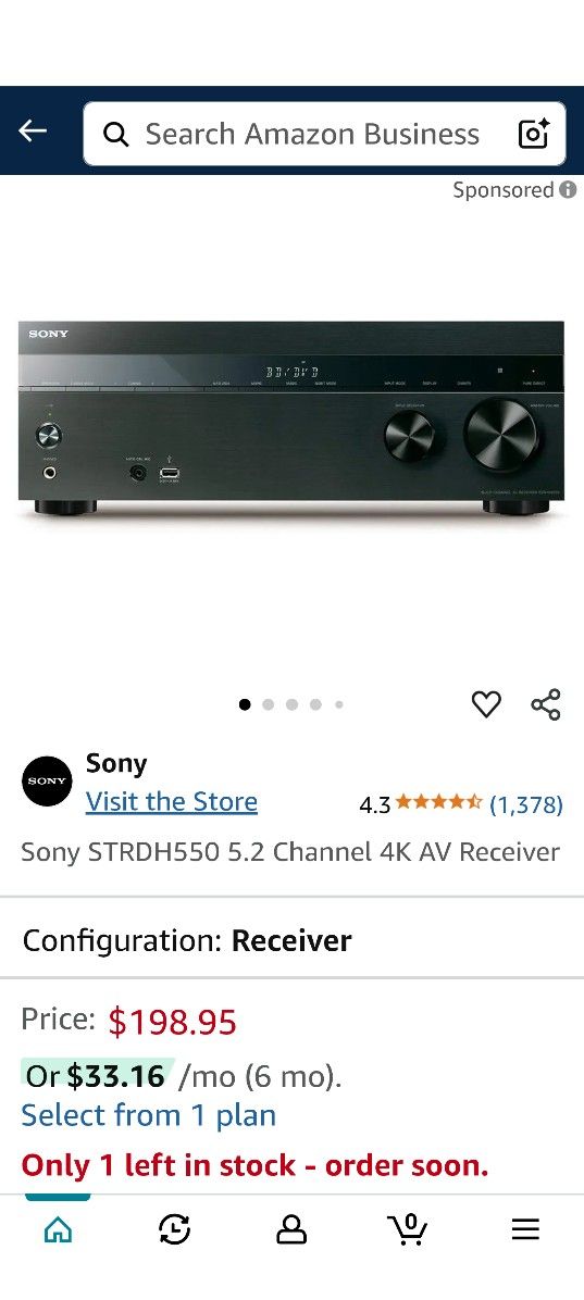 Sony STR-DH550 AV Receiver And Remote Control