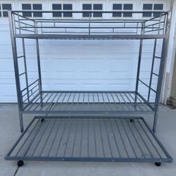 Twin Size Bunk Bed Frame with Trundle bed 
