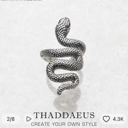 THADDAEUS 925 Sterling silver Blue Snake  Ring [RNG03]