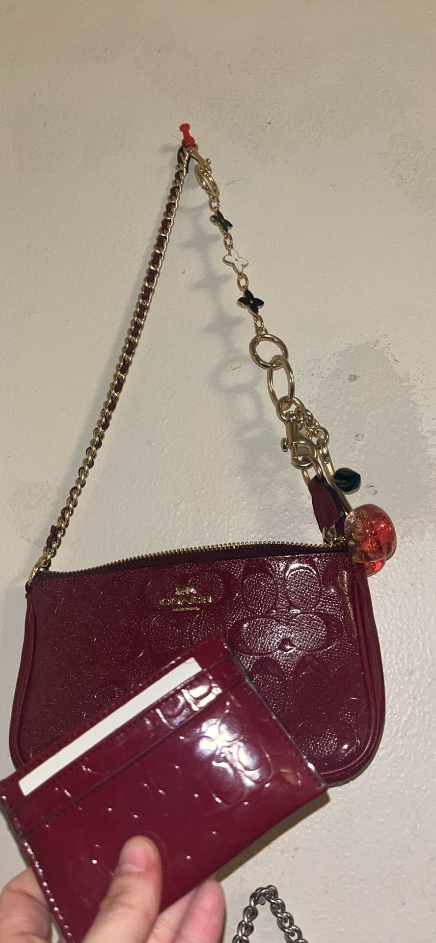 coach Red Leather Print Nolita