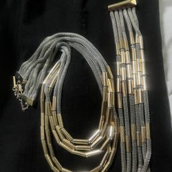 Kenneth Cole Multi Strands stick and necklace and matching bracelet