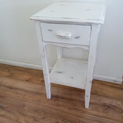 Distressed White Cottage Side Table