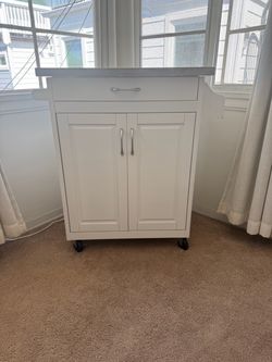 White Kitchen Cart on Wheels