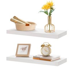 Floating Shelves for Wall, Wall Mounted Shelf Set of 2, 15.7" Hanging Shelf with Invisible Brackets, for Wall Decor Storage in Bathroom Bedroom Kitche